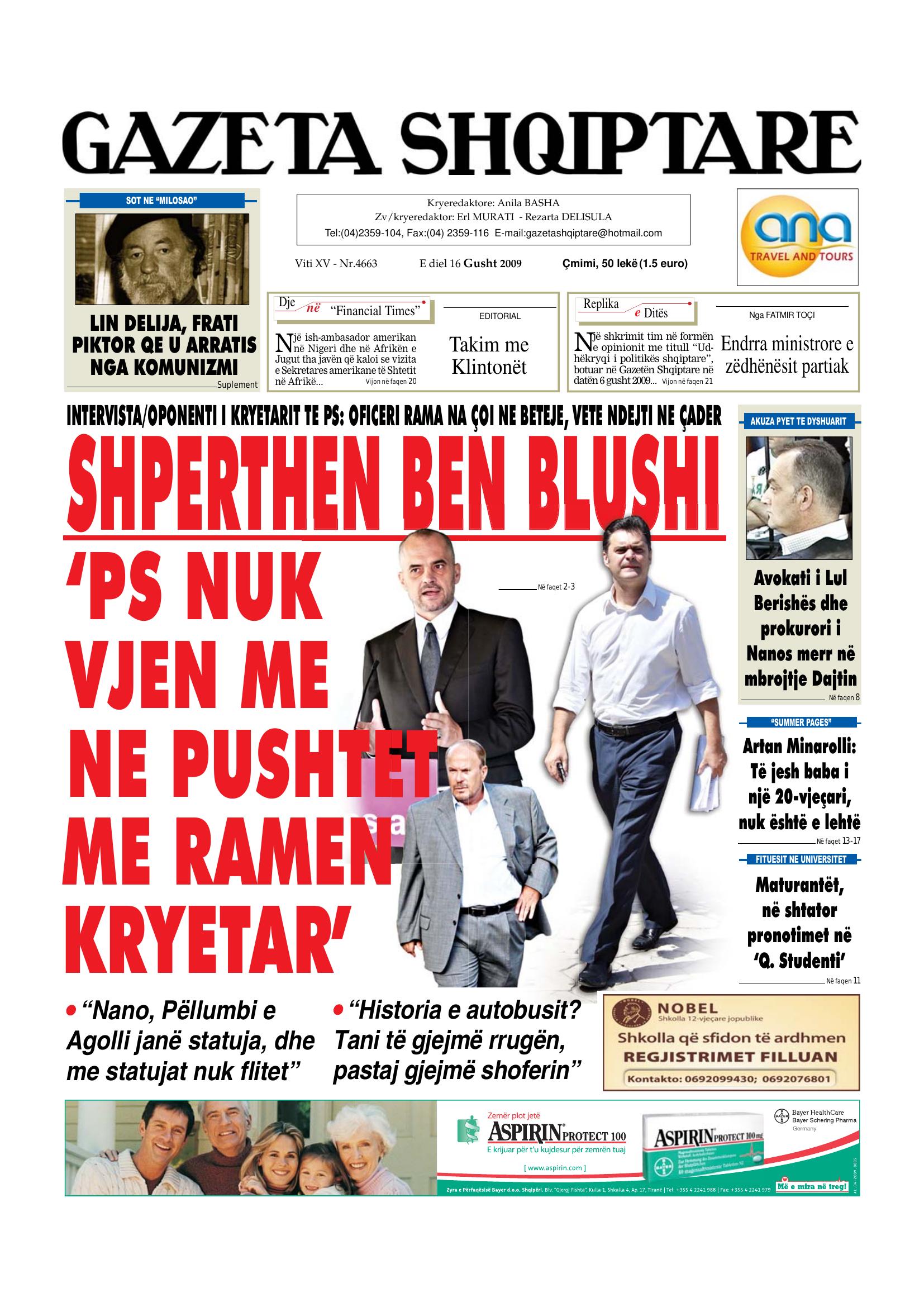 Gazeta Shqiptare 2009-08-16